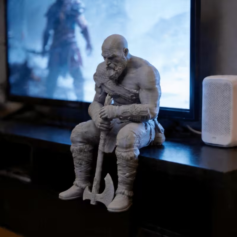 3D Printing Mockup - تمثال المحارب الاسكندنافي الجالس، منحوتة ثلاثية
